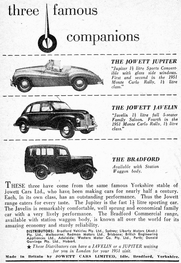 1951 Jowett Australian Model Range Ad
